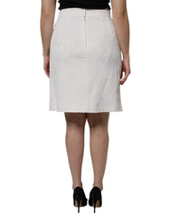 Dolce & Gabbana White High Waist Knee Length Pencil Skirt - IT44 | L - Skirts