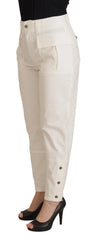 Dolce & Gabbana White High Waist Tapered Women Cotton Pants - Trousers