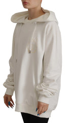 Dolce & Gabbana White Hoodie Pullover Embroidered Sweater - IT40|S - Hoodies