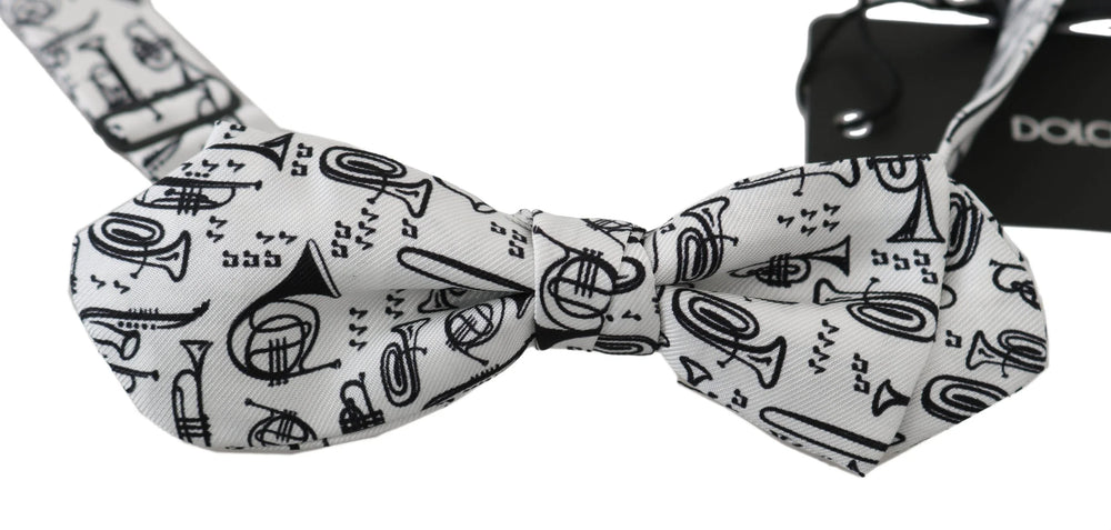 Dolce & Gabbana White Instruments Adjustable Neck Papillon Men Bow Tie - Neckties