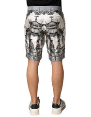 Dolce & Gabbana White Japanese Asian Print Silk Bermuda Shorts - IT46 | S