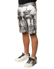 Dolce & Gabbana White Japanese Asian Print Silk Bermuda Shorts - IT46 | S