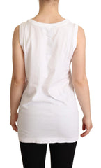 Dolce & Gabbana White La Moda Crystal Tank Top T-shirt - IT36|XXS - Tank Tops