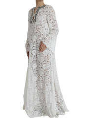 Dolce & Gabbana White Lace Crystal Embellished Shift Dress - IT42|M - Dresses