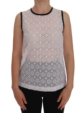 Dolce & Gabbana White Lace Floral Nylon Tank T-shirt - Tank Tops
