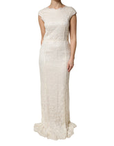 Dolce & Gabbana White Lace Viscose Sheath Long Gown Dress - IT44|L