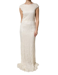 Dolce & Gabbana White Lace Viscose Sheath Long Gown Dress - IT44|L