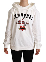 Dolce & Gabbana White L’Amore Hooded Pullover Sweater - IT40|S