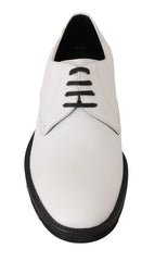 Dolce & Gabbana White Leather Derby Dress Formal Shoes - EU39/US6 - Shoes