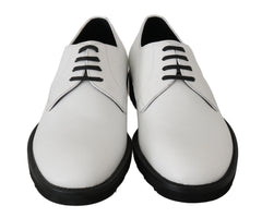 Dolce & Gabbana White Leather Derby Dress Formal Shoes - EU39/US6 - Shoes