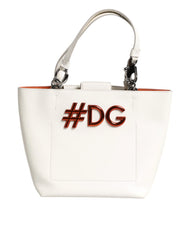 Dolce & Gabbana White Leather #DG BEATRICE Top Handle Tote Bag - Shopper Bags