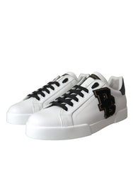 Dolce & Gabbana White Leather DG Logo Casual Low Top Sneakers Shoes - Sneakers