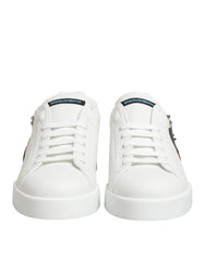 Dolce & Gabbana White Leather #DGFAMILY Men Sneakers Shoes - EU43.5/US10.5