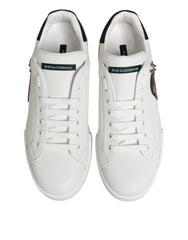 Dolce & Gabbana White Leather #DGFAMILY Men Sneakers Shoes - EU43.5/US10.5