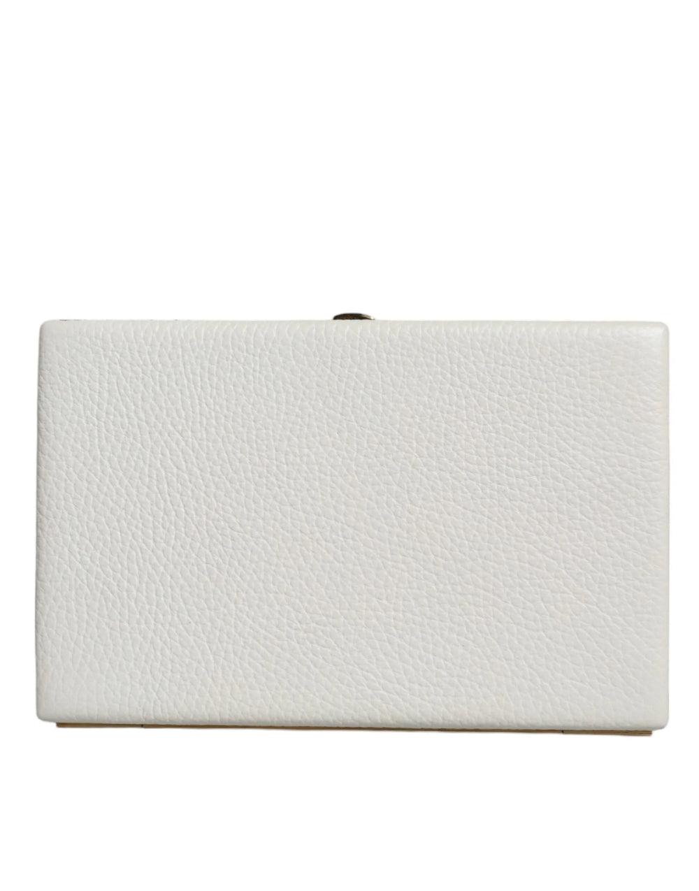 Dolce & Gabbana White Leather Gold Frame Clutch Evening Party Purse Bag - Clutch Bags