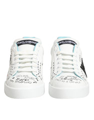 Dolce & Gabbana White Leather Graffiti Low Top Sneakers Shoes - EU36.5/US6 - Sneakers