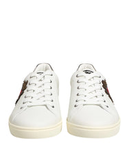 Dolce & Gabbana White Leather Heart Embellished Sneakers Shoes