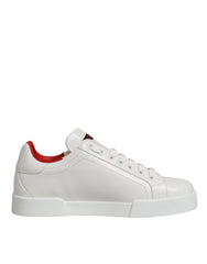 Dolce & Gabbana White Leather Lace Up Low Top Sneakers Shoes - EU39/US6