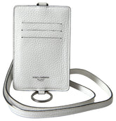 Dolce & Gabbana White Leather Lanyard Logo Card Holder Men Wallet - Card Cases