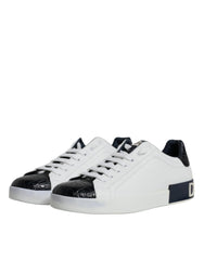Dolce & Gabbana White Leather Logo Portofino Sneaker Shoes - Sneakers