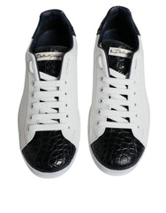 Dolce & Gabbana White Leather Logo Portofino Sneaker Shoes - Sneakers