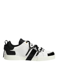Dolce & Gabbana White Leather Logo Portofino Sneakers Shoes - EU47/US14 - Sneakers