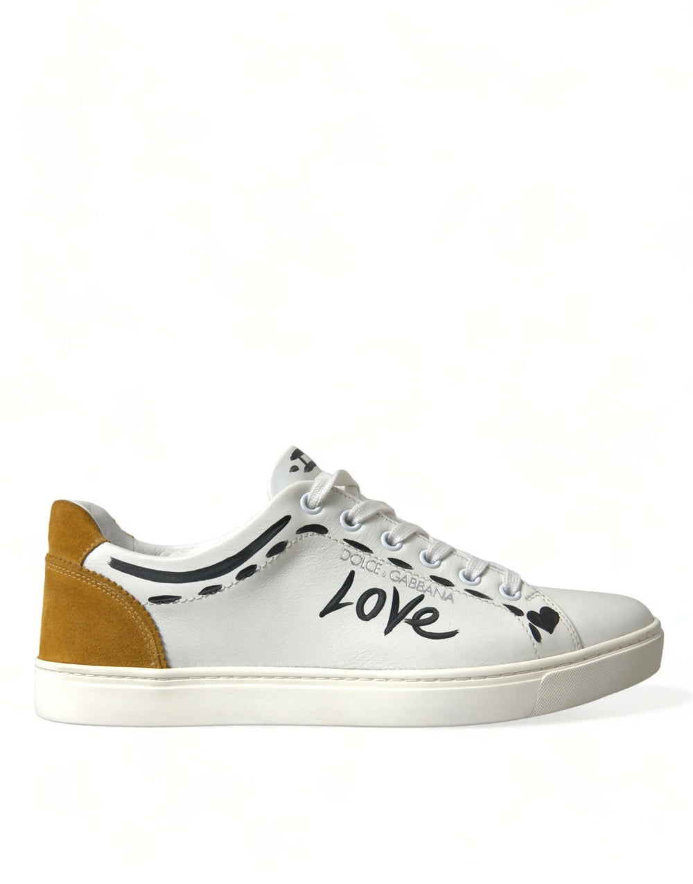 Dolce & Gabbana White Leather LOVE Milano Men Sneakers Shoes - EU39.5/US6.5 - Sneakers