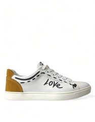Dolce & Gabbana White Leather LOVE Milano Men Sneakers Shoes - EU39.5/US6.5 - Sneakers
