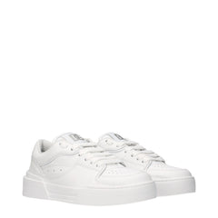 Dolce & Gabbana White Leather Low Tops - EU35/US5