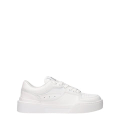 Dolce & Gabbana White Leather Low Tops - EU35/US5