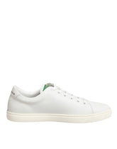 Dolce & Gabbana White Leather Rose Embroidery Low-Top Shoes - Sneakers