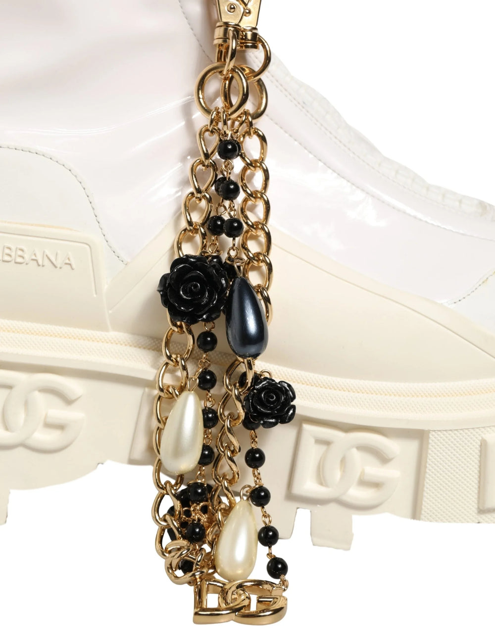 Dolce & Gabbana White Leather Rubber Logo Ankle Boots Shoes - EU41/US10.5