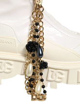 Dolce & Gabbana White Leather Rubber Logo Ankle Boots Shoes - EU41/US10.5