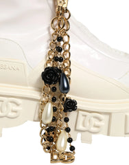 Dolce & Gabbana White Leather Rubber Logo Ankle Boots Shoes - EU41/US10.5