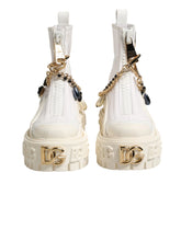 Dolce & Gabbana White Leather Rubber Logo Ankle Boots Shoes - EU36/US5.5 - Boots