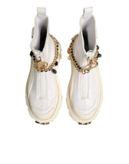 Dolce & Gabbana Stiefel Weiβes Leder Gummi Logo Knöchelstiefel Schuhe - EU36/US5.5 - Stiefel