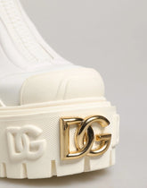 Dolce & Gabbana White Leather Rubber Logo Ankle Boots Shoes - EU38/US7.5 - Boots