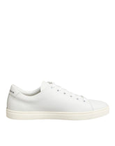 Dolce & Gabbana White Leather Sacre Heart Patch Sneakers Shoes - Sneakers