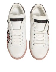 Dolce & Gabbana White Leather Sacred Heart Sneakers Shoes - EU35.5/US5