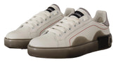 Dolce & Gabbana White Leather Shoes Womens Logo Portofino Sneakers - EU36/US5.5