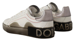 Dolce & Gabbana White Leather Shoes Womens Logo Portofino Sneakers - EU36/US5.5