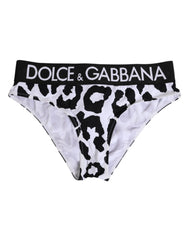 Dolce & Gabbana White Leopard Nylon High Waist Panty Underwear - IT2 | S - Briefs