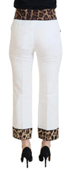 Dolce & Gabbana White Leopard Print High Waist Pants - IT36|XXS - Trousers