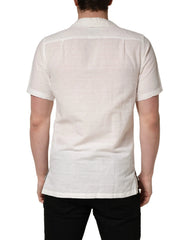Dolce & Gabbana White Linen Short Sleeves Button Down Shirt - IT37 | XS