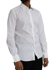 Dolce & Gabbana White Logo Cotton Men Dress GOLD Shirt - IT40 | M - Shirts