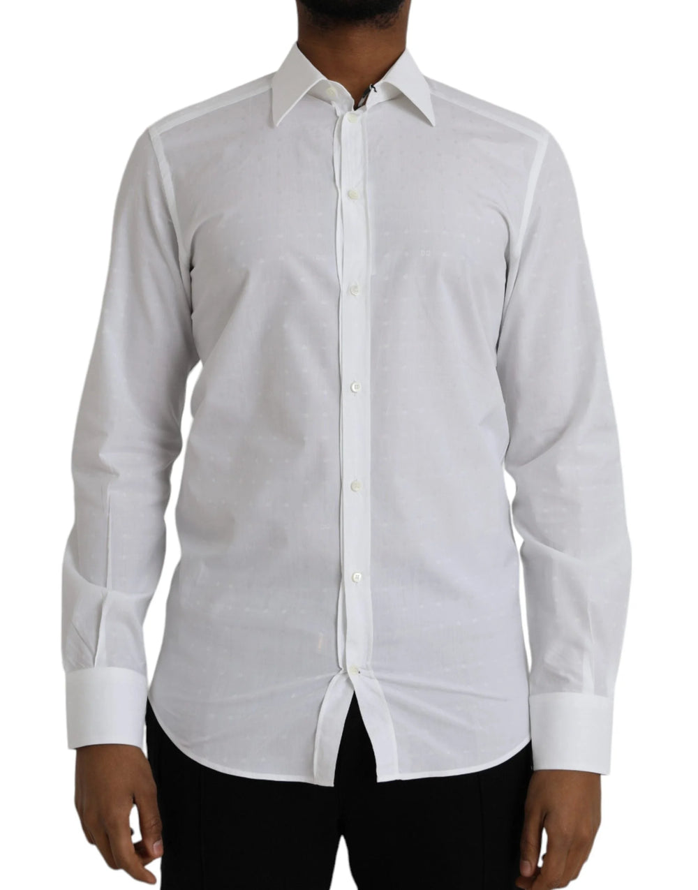 Dolce & Gabbana White Logo Cotton Men Dress GOLD Shirt - IT40 | M - Shirts