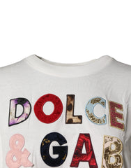Dolce & Gabbana White Logo Crew Neck Short Sleeves T-shirt - IT46|XL