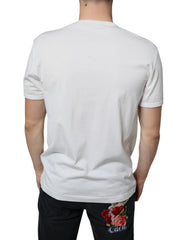 Dolce & Gabbana White Logo Embossed Cotton Crewneck T-shirt - IT52 | XL - T-Shirts