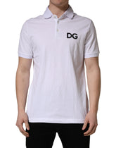 Dolce & Gabbana White Logo Embroidered Cotton Polo T-shirt - IT52 | XL
