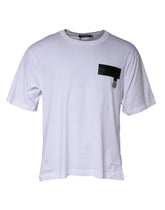 Dolce & Gabbana White Logo Patch Cotton Crew Neck T-shirt - IT50 | L - T-Shirts